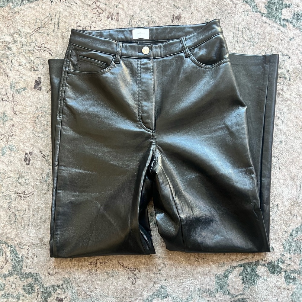 Wilfred size small black straight leg high waisted leather pants (from Aritza)